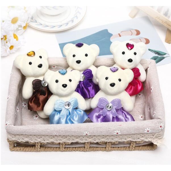 Gấu Teddy Nhồi Bông Mini 11cm Dùng Trang Trí Tiệc Cưới