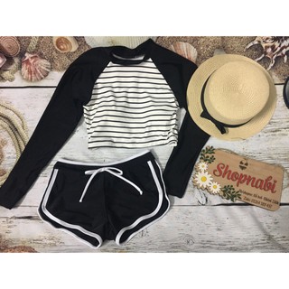 Giá sập sànBikini tay dài sọc tay đen