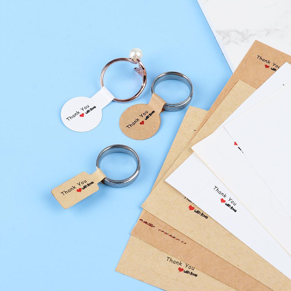 JONYE Set 100 Nhãn Dán Chữ Nhật / Tròn / Chữ Nhật Tự Dính In Chữ Thank You Dùng Trang Trí Trang Sức