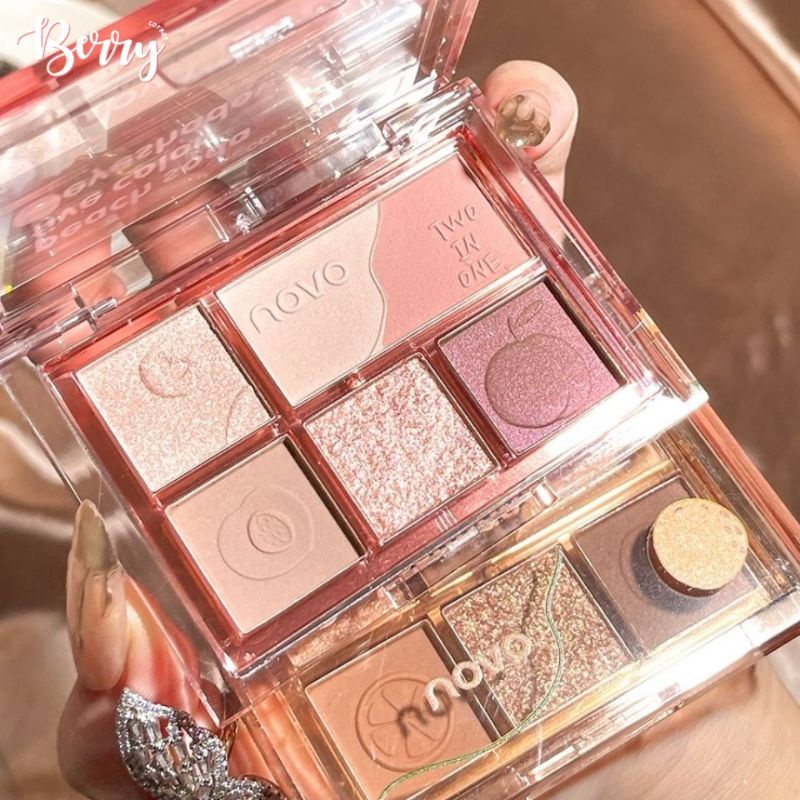 Bảng phấn mắt 5 ô Novo Summer Fruit Tích Hợp Phấn Má, Tạo Khối, Highlighter, Chất Phấn Mềm Mịn, Lâu Trôi, Trẻ Trung