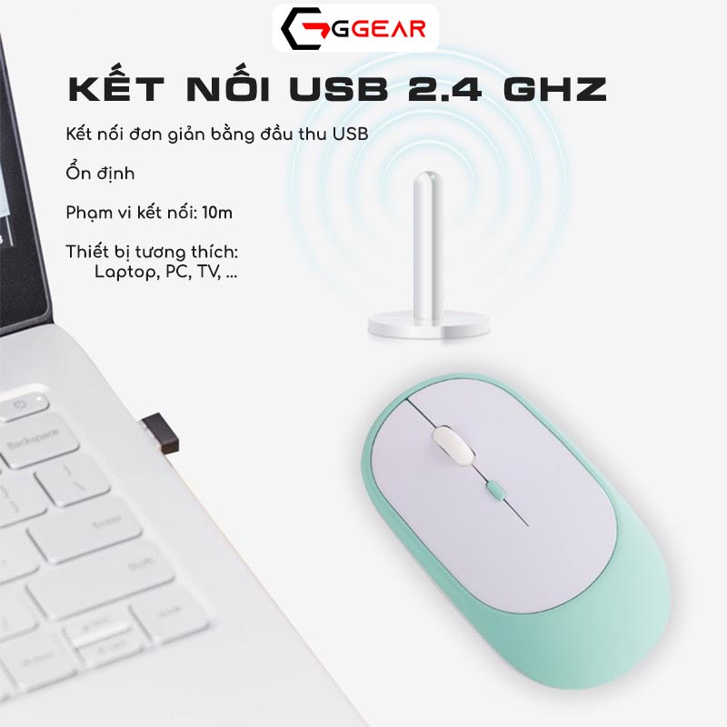 Chuột không dây bluetooth wireless 2.4G NM003 pin sạc chống ồn im lặng silent macbook laptop pc ipad smartphone