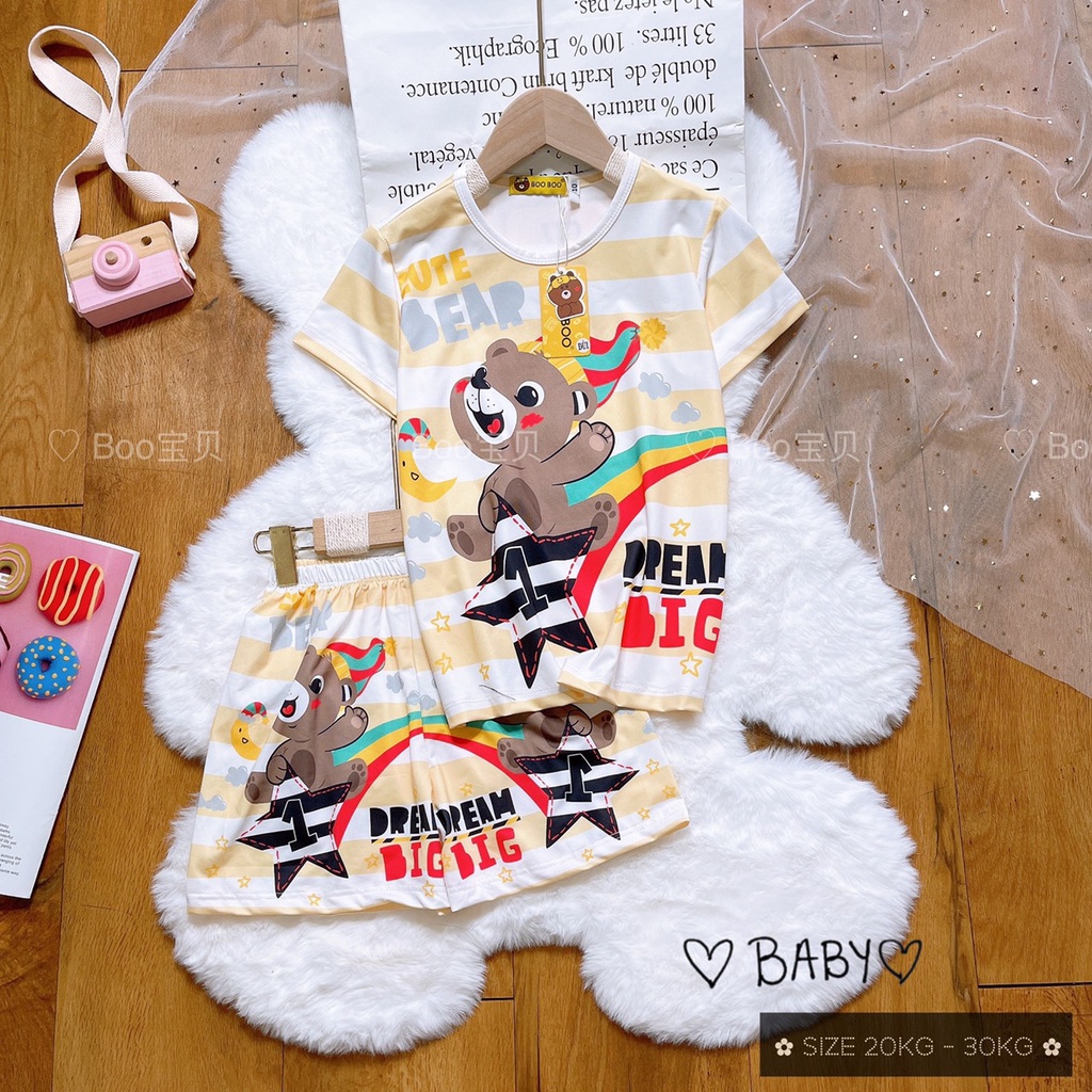 Đồ Bộ Pijama Thun Baby SIZE 10-20KG Tay Ngắn Quần Đùi Họa Tiết Hoạt Hình Dễ Thương