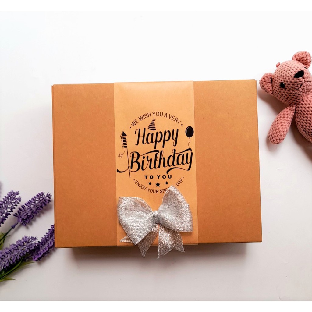 Hộp đựng quà LuvGift kèm túi, Hộp quà Kraft có rơm lót tặng sinh nhật, bạn trai, bạn gái, thầy cô | BigBuy360 - bigbuy360.vn