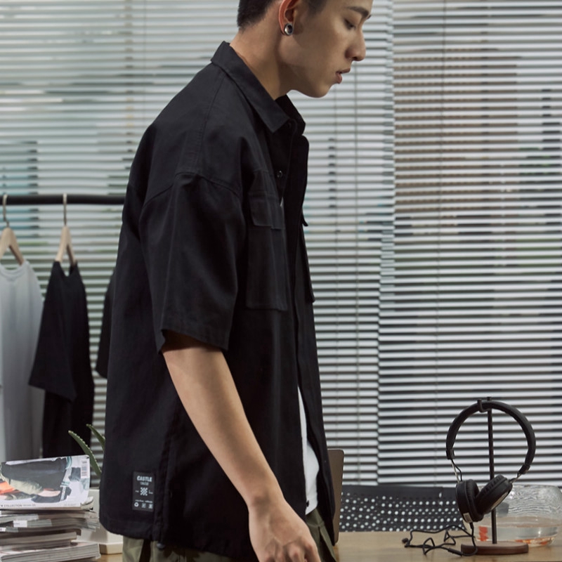 Áo sơ mi tay ngắn dáng ôm thời trang thu đông cho nam