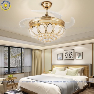 Quạt Trần Đèn Cánh Sen 6 Cấp Độ Gió_Quạt Trần Cánh Cụp Xòe_Chế Độ 3 Màu Ánh Sáng_Bảo Hành 10 Năm Động Cơ