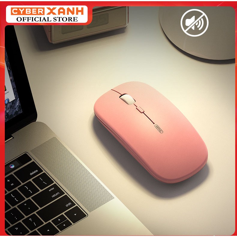 Chuột không dây màu Hồng dễ thương Cute giá rẻ tự sạc chống ồn kết nối Bluetooth Wifi cho máy tính, macbook, laptop