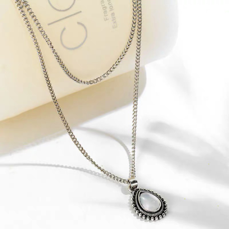 Teardrop Necklace 2 Layer dây chuyền giọt nước đính đá 2 lớp