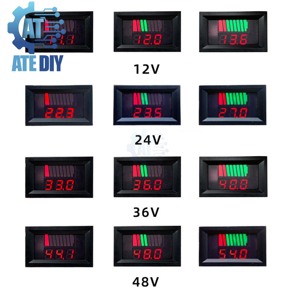 Đồng Hồ Led Đo Dung Lương Acquy 12V 24V 36V 48V 60V 72V 84V Chuyên Dụng Cho Xe Hơi