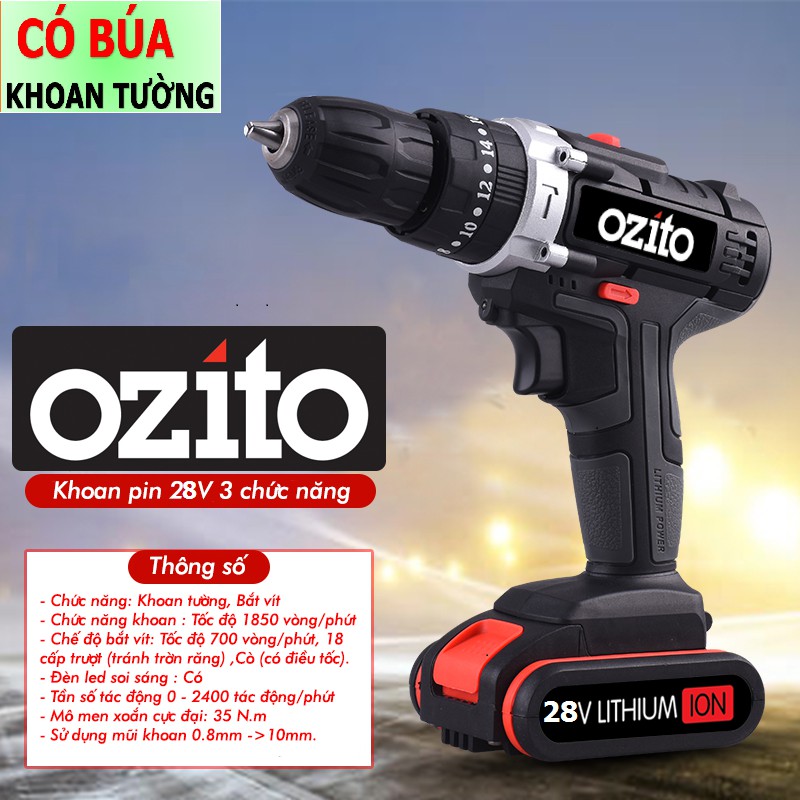 MÁY KHOAN PIN OZITO 26V - 2 PIN - CÓ CHẾ ĐỘ BÚA