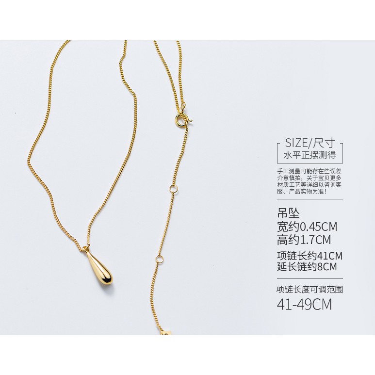 [D12] Dây chuyền bạc 925 mặt Hình Giọt Nước