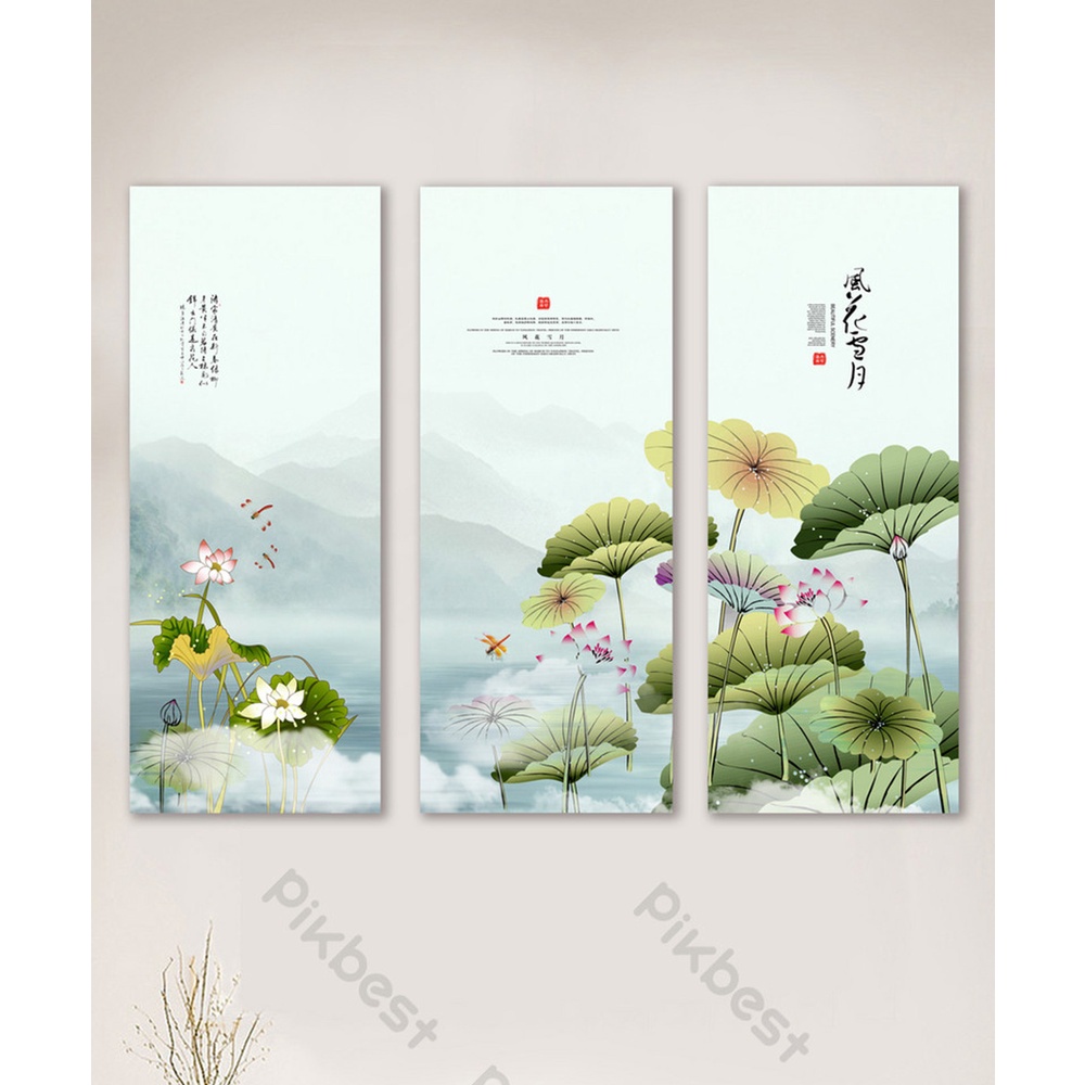 In hình ép gỗ Laminate TRANH TRUNG QUỐC - Mẫu 2 (3 Dọc 3x30x70). In ảnh theo yêu cầu