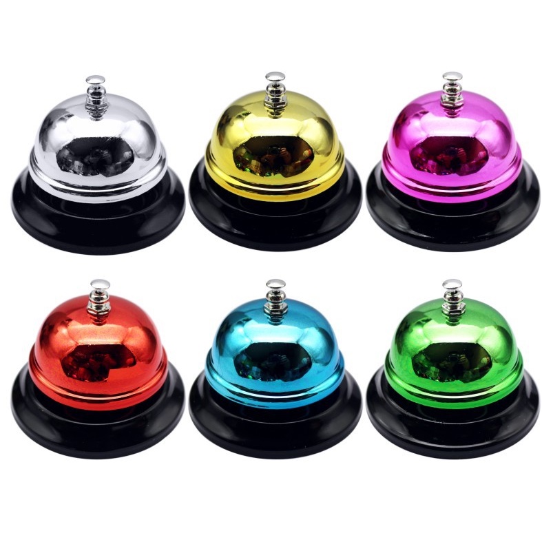 Chuông bấm màu mạ bóng chrome chuông bấm tay, chuông để bàn, chuông trò chơi, size 85mm