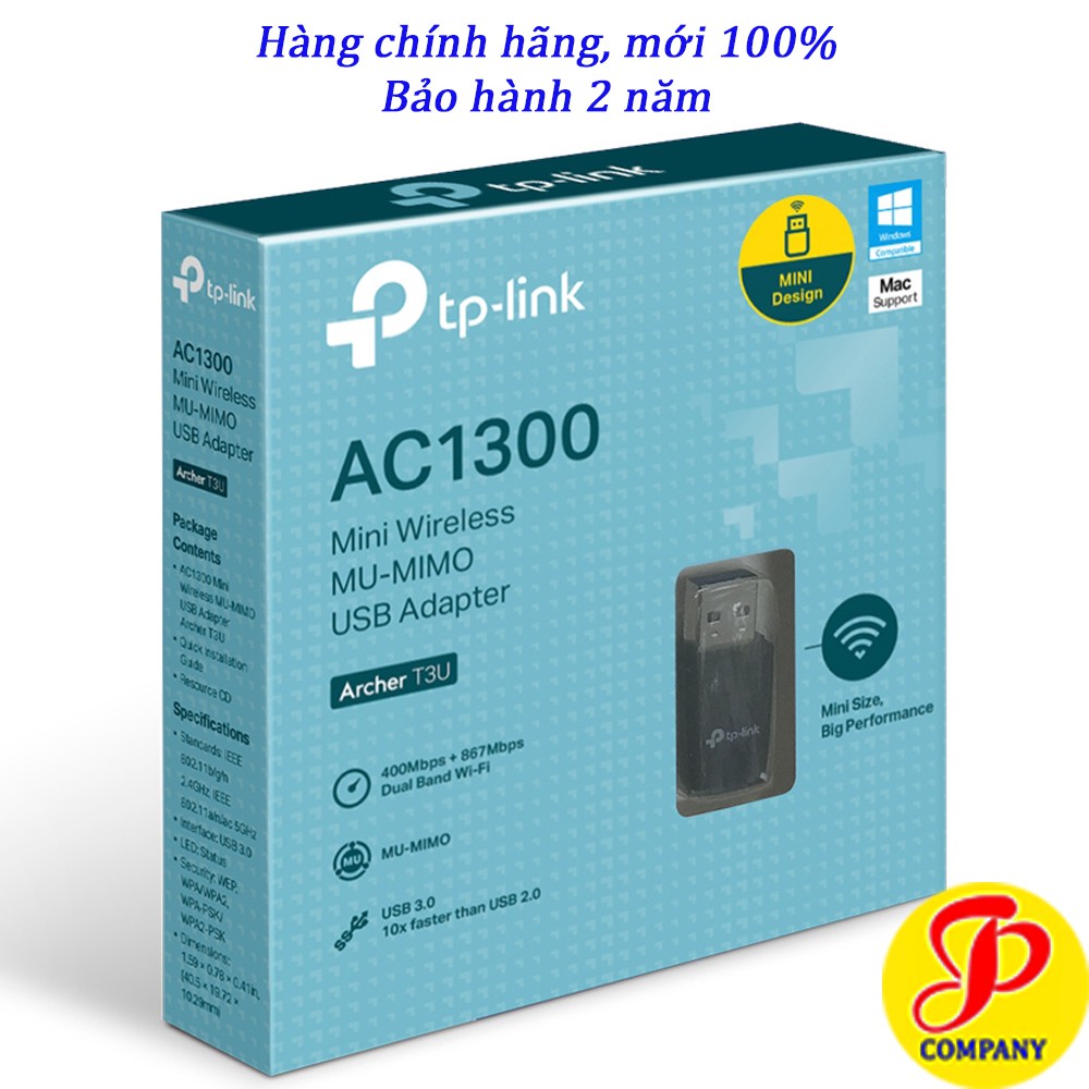 Thiết bị thu sóng wifi cổng USB TP-Link Archer T3U AC1300, Chính hãng, mới 100, bảo hành 2 năm