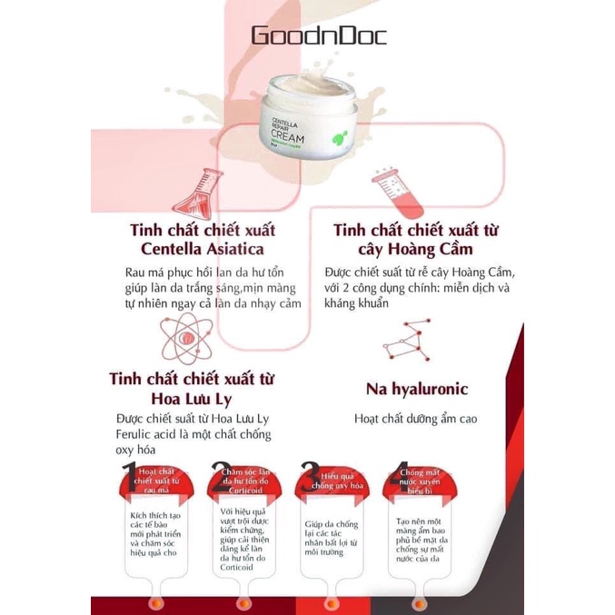 KEM RAU MÁ GOODNDOC CENTELLA REPAIR CREAM- Phục hồi da, giảm thâm nám, dưỡng trắng sáng, chống lão hóa | BigBuy360 - bigbuy360.vn