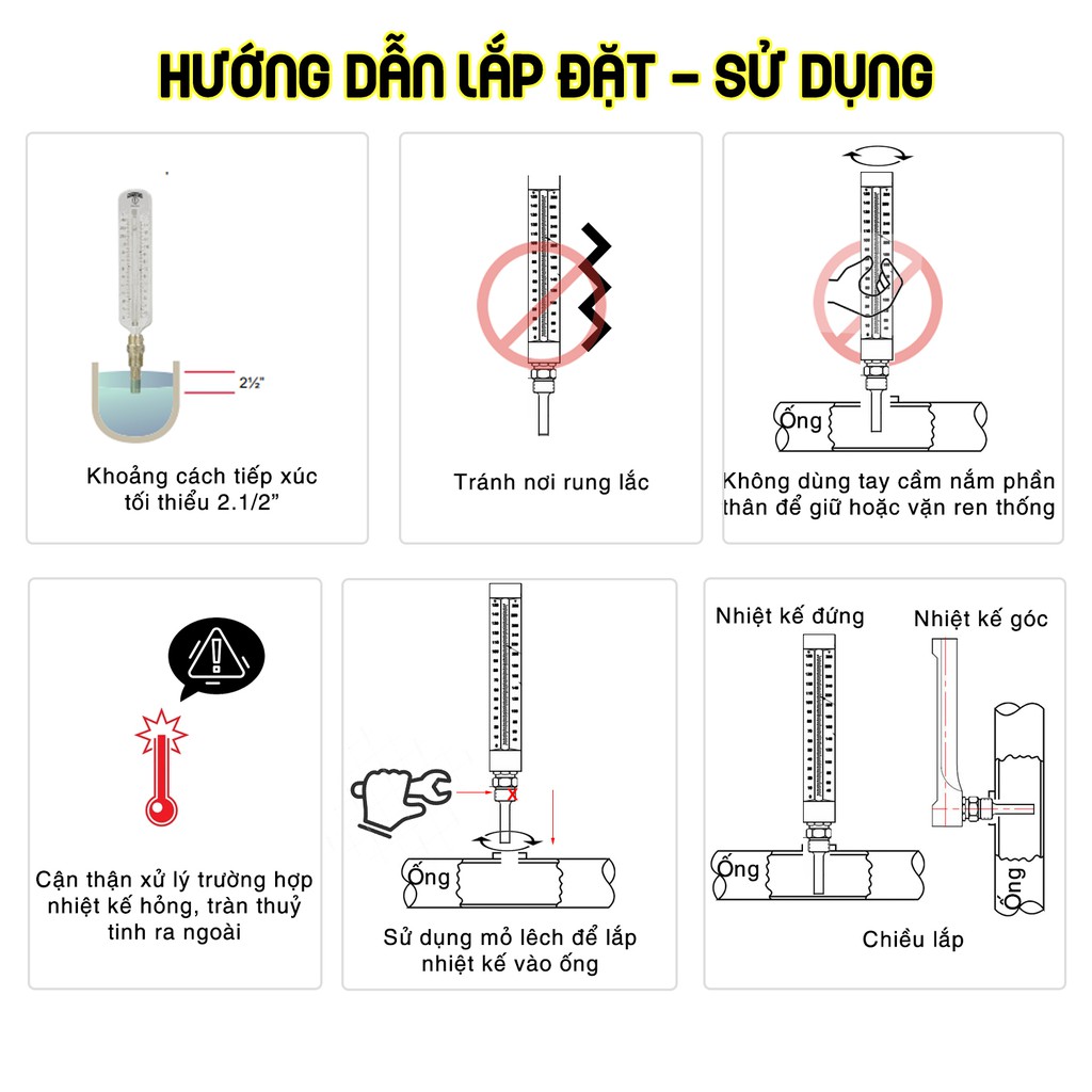 Nhiệt kế góc, Nhiệt kế thuỷ ngân, Nhiệt kế công nghiệp 50oC 150oC Pro Instrument