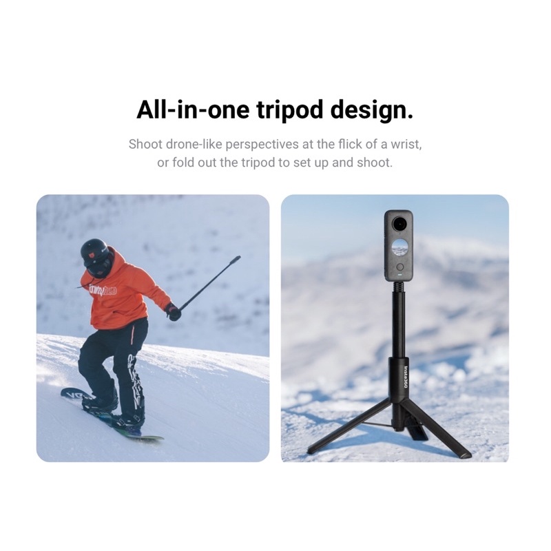 Insta360 2-in-1 Invisible Selfie Stick + Tripod for GO 2, ONE X2, ONE R/R2, ONE X - Gậy 2 trong 1 tàng hình cho Insta360