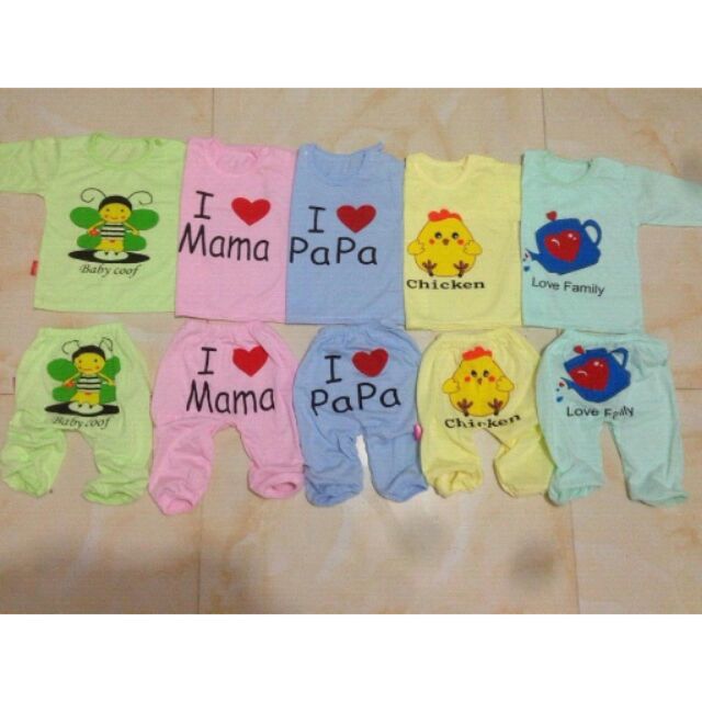 Set 5 bộ quần áo dài tay họa tiết cho bé trai bé gái