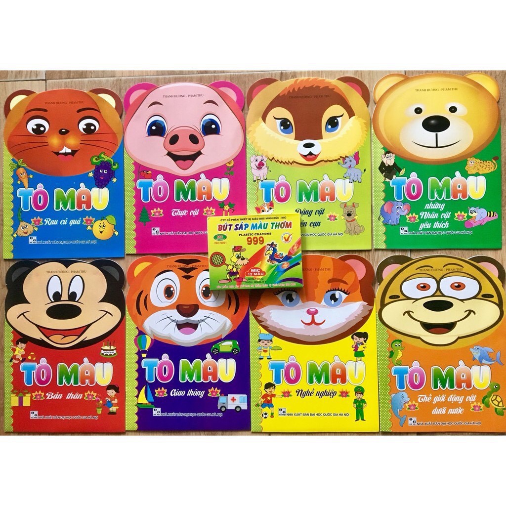 Túi 8 quyển tô màu các chủ đề cho bé