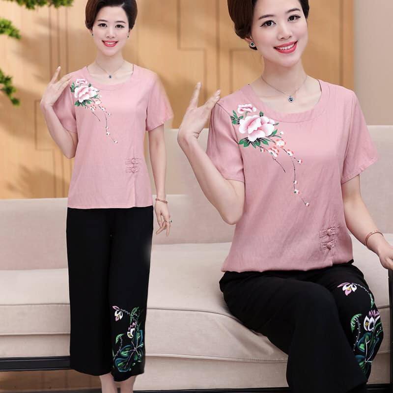 B12574 - Set áo và quần nữ trung tuổi hàng nhập