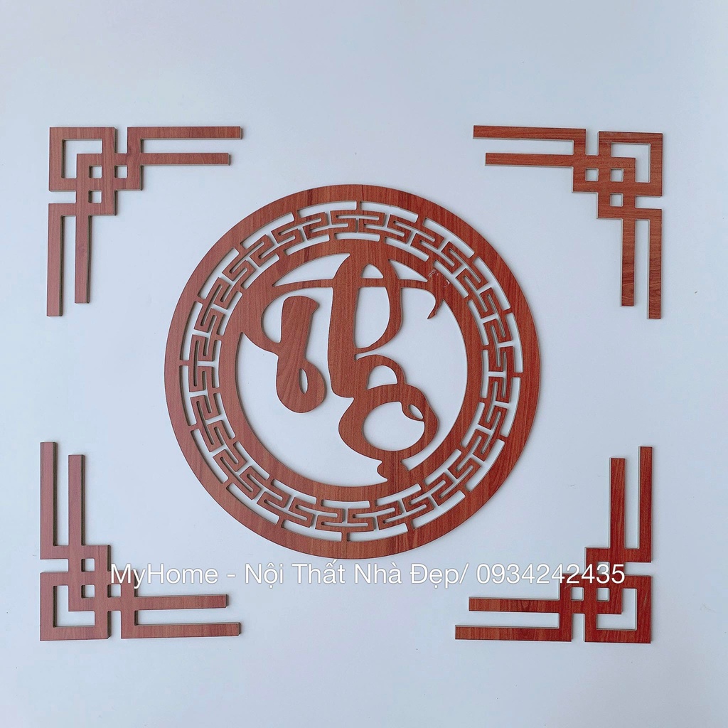 Bộ chữ Phúc, Lộc , Thọ thư pháp trang trí bàn thờ gỗ MDF Thái Lan chống ẩm màu Đỏ cánh gián