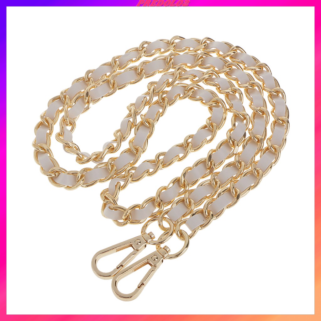 [Predolo2] Dây Xích Đeo Túi Xách Bằng Da Kim Loại Màu Xám + Đen