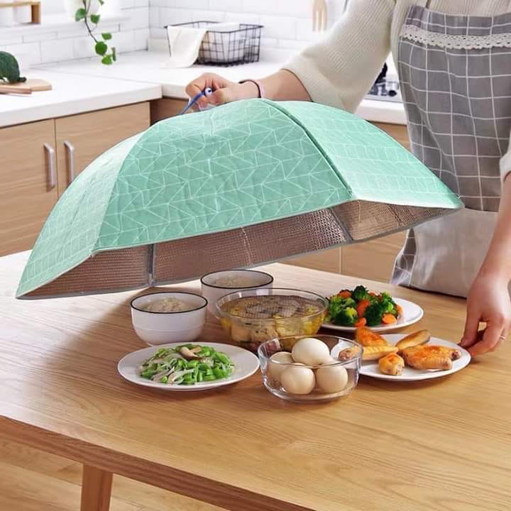 Lồng bàn giữ nhiệt gấp gọn cỡ lớn 6 cạnh có khung chống bụi và côn trùng bền đẹp