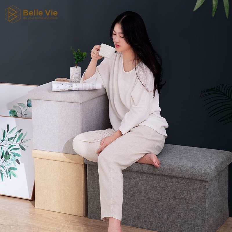 Ghế Sofa Gấp Gọn, Thùng Đựng Đồ Khung Gỗ Bọc Vải, Hộp Để Đồ Đa Năng