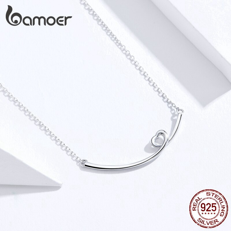 BAMOER Vòng cổ Bạc 925 Mặt Hình Trái Tim Thời Trang Cho Nữ Sn381