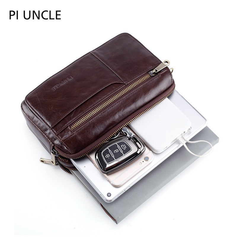 Ví bóp da bò PI UNCLE 23x14x8cm cluth cầm tay xỏ ngón và dây đeo (PI2)