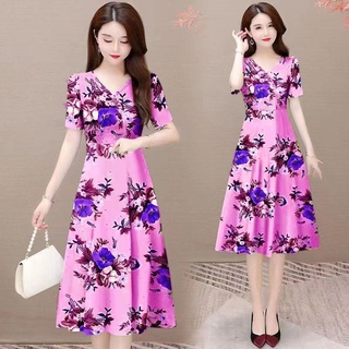 Đầm Che Bụng Cỡ Lớn Phong Cách Phương Tây Thời Trang Mùa Hè Mới 2022 40 Tuổi Dành Cho Phụ Nữ Trung Niên 50 Tuổi