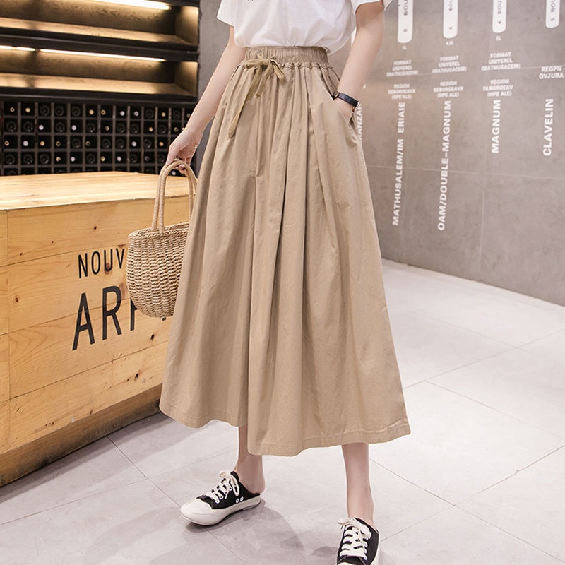 [Chất Lượng Cao] Quần Đùi Giả Váy Ống Rộng Lưng Thun Cao Thời Trang Thường Ngày Cho Nữ