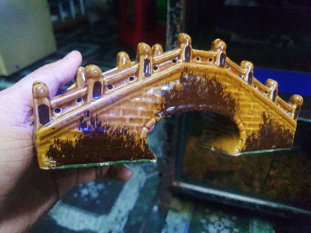 CẦU TRÁNG MEN TRANG TRÍ HỒ CÁ NON BỘ 20X4X8CM