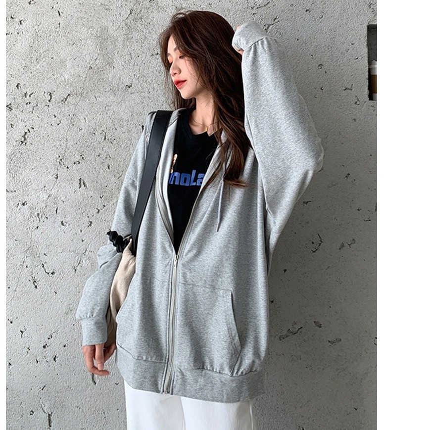 Áo khoác nỉ hoodie Zipper Korea Unisex - Jacket khóa kéo tay bồng form dáng rộng bigsize nam nữ ulzzang siêu đẹp