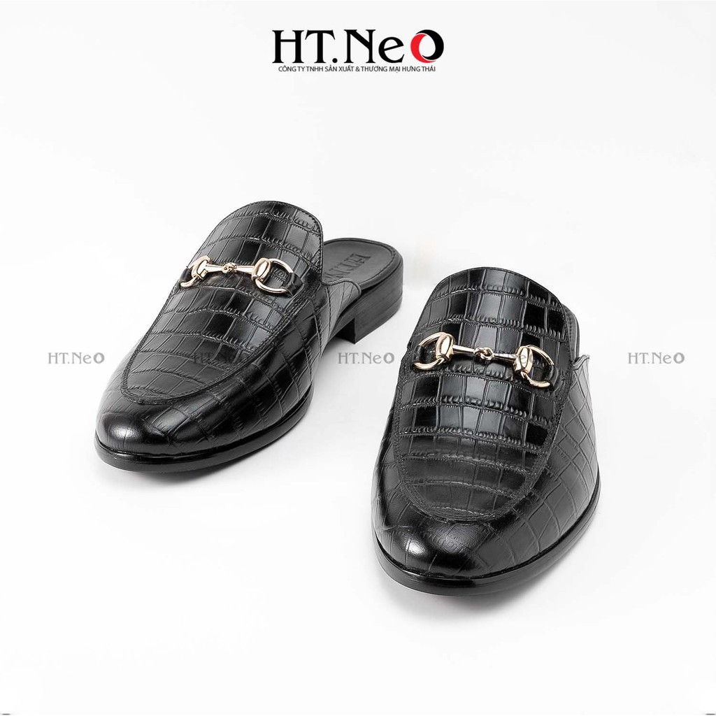 Sục nam da bò thật - Giày sục nam đẹp HT.NEO Da bò thật dập vân đường nét chi tiết nam tính, sang trọng và quý phái S002