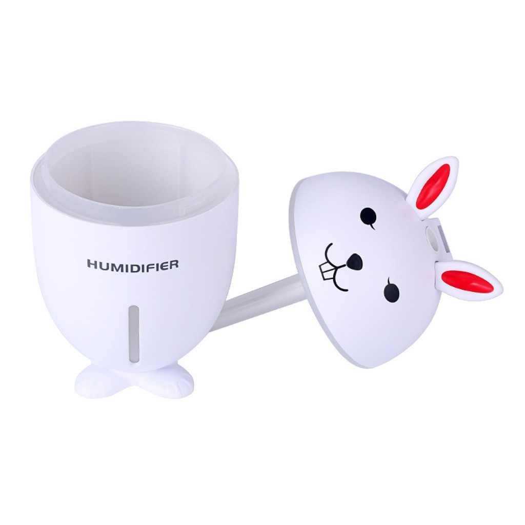 Máy Xông Tinh Dầu Hình Bé Thỏ Cute, Làm Ẩm Không Khí 4 Trong 1, Có Cổng Sạc USB (3 màu)