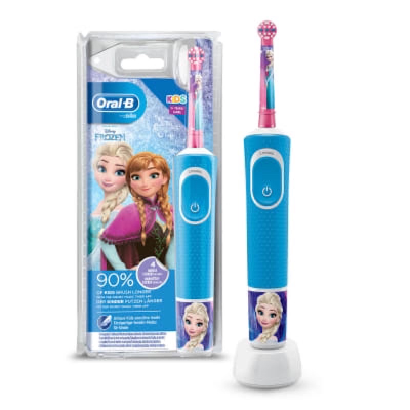 Bàn chải điện Oral B Braun Kids Đức từ 3 tuổi, 2 chế độ, có sạc bản Frozen + 4 bộ sticker thay đổi - full box chính hãng