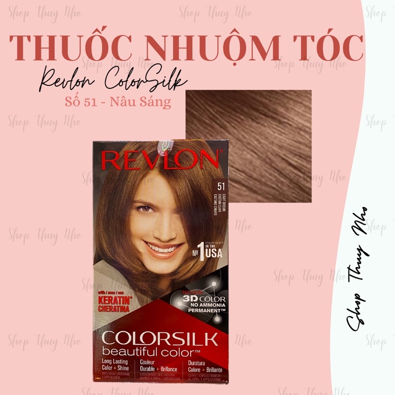 [CHÍNH HÃNG] Thuốc nhuộm tóc Revlon ColorSilk số 51 (Light Brown - Nâu Sáng )