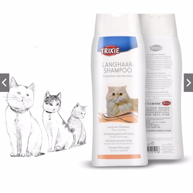  Sữa Tắm Cho Mèo Lông Dài Và Mèo Lông Ngắn Trixie Cat Shampoo 250ml - sữa tắm cho chó