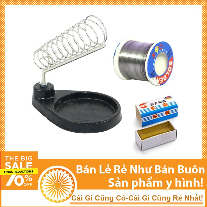 Bộ Phụ Kiện Hàn Đa Năng (01 Cuộn Thiếc OK-100g, 01 Nhựa Thông Hộp, 01 Kệ Hàn Lò Xo, 01 Bọt Biển)