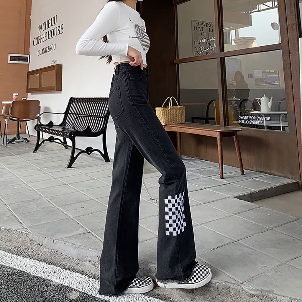Quần Jeans Nữ Lưng Cao Ống Rộng Thời Trang Hàn Quốc