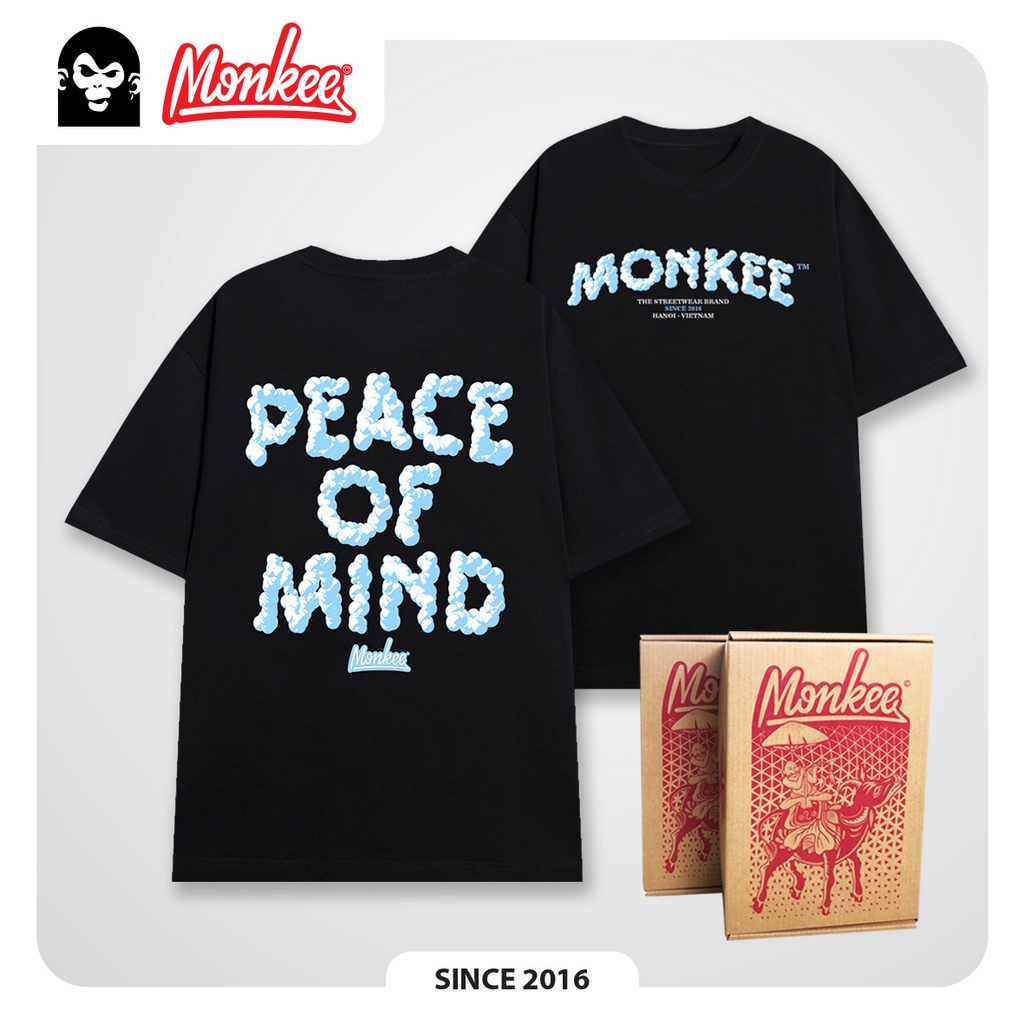 Áo thun local brand form rộng 100% cotton Peace of Mind Monkee Tee