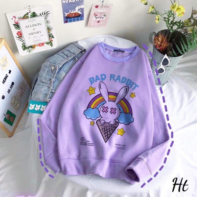 Áo nỉ cổ tròn BAD HT11 , áo thun nữ, á thun nam nữ, sét bộ mặc ở nhà, áo mùa đông , áo len, áo len nữ - FANNI MODY