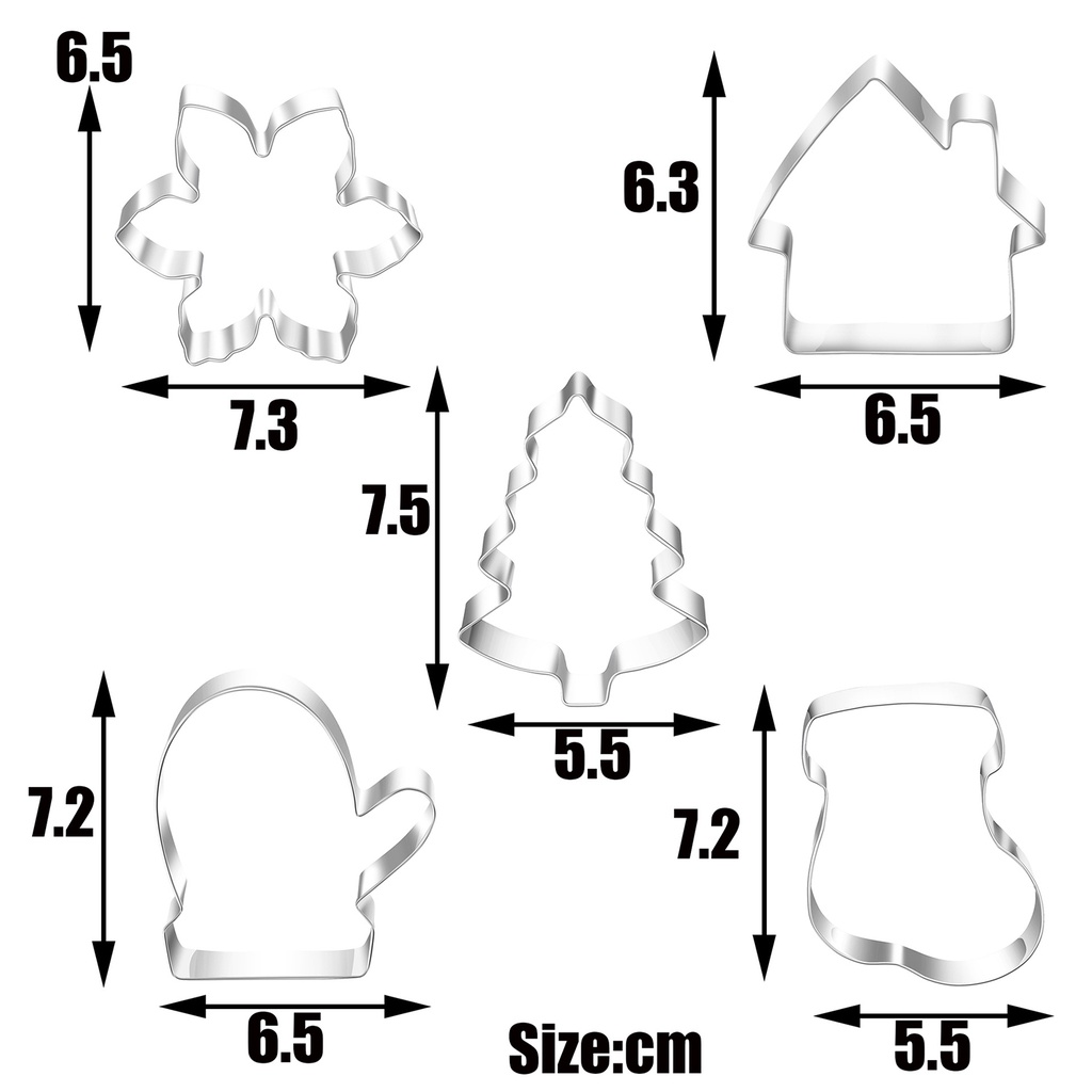 Set 5 khuôn làm bánh gừng hình bông tuyết