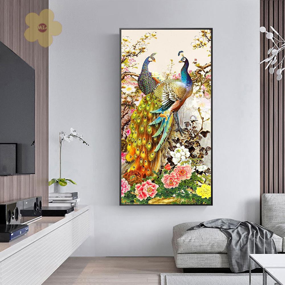 Bộ Tranh Đính Đá Tự Làm Hình Chim Công