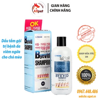 Sữa tắm cho chó - Byevid 300ml, sữa tắm mèo giảm ngứa viêm da & ve rận. Sữa tắm chó Byevid Shampoo, Forcans Hàn Quốc.