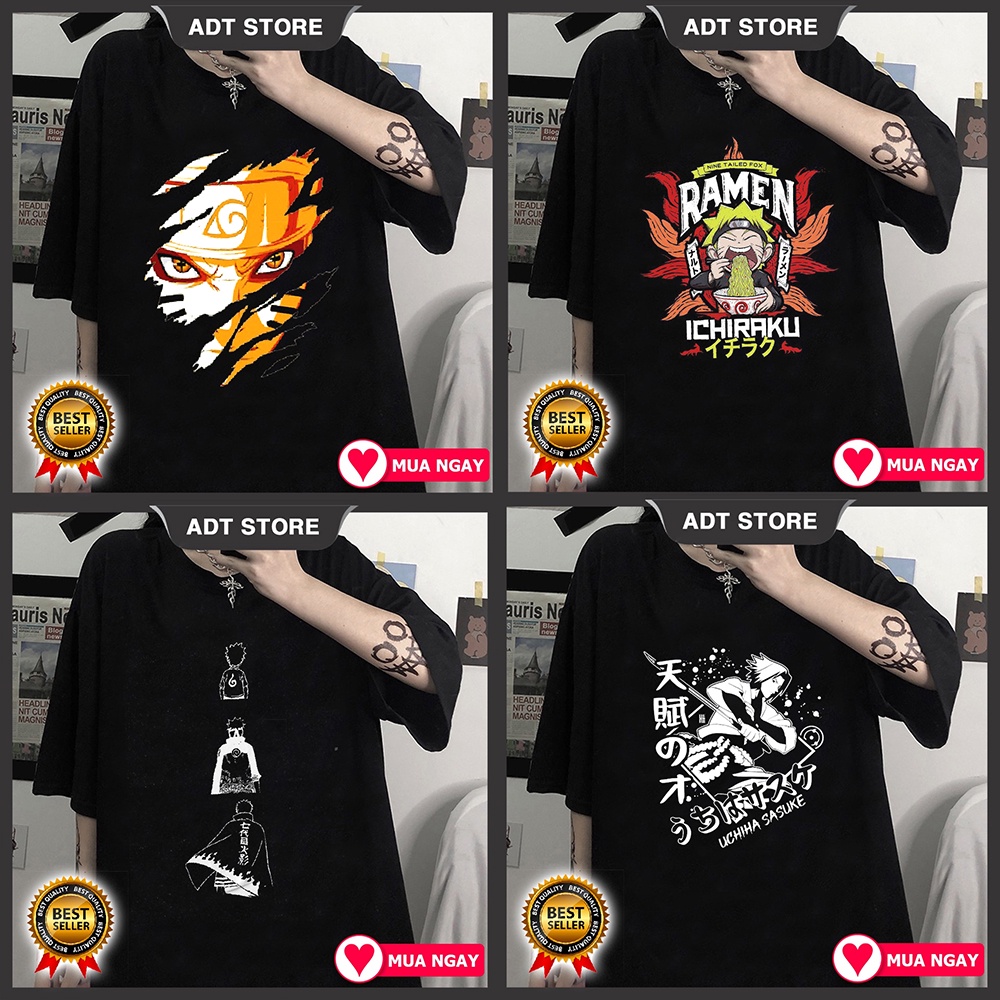 Áo thun unisex nam nữ form rộng anime Naruto cộc tay cotton 4 chiều siêu chất giá rẻ