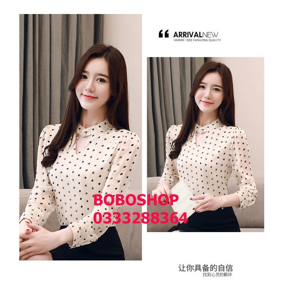 Áo sơ mi công sở ❣️FREESHIP❣️Áo Chấm Bi Xinh Xắn- Hàng thiết kế chuẩn