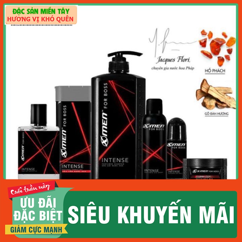 Combo X-Men For Boss trọn bộ mùi hương Intense(650g+49ml+150ml+70g+180g+50ml)