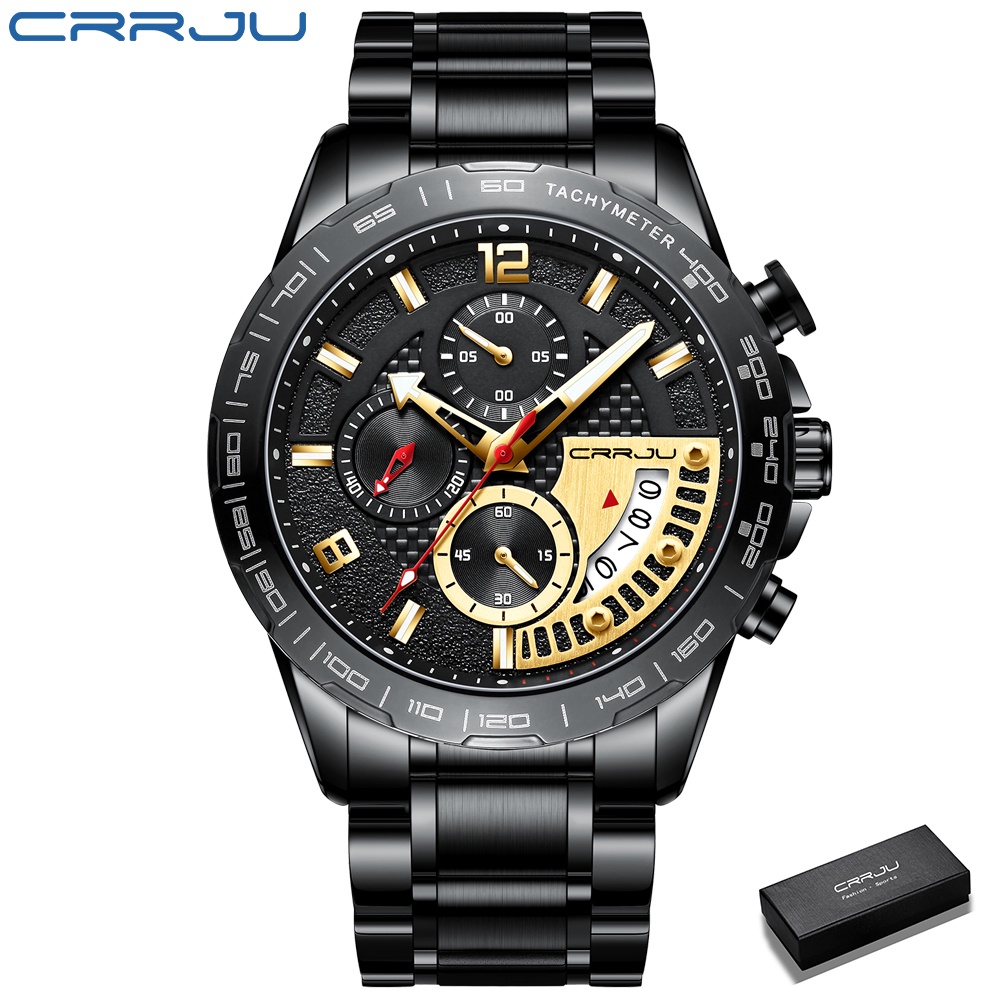 Đồng Hồ CRRJU 2281S Bằng Thép Không Gỉ Máy Quartz Chống Thấm Nước Đơn Giản  Thể Thao Sang Trọng Cho Nam