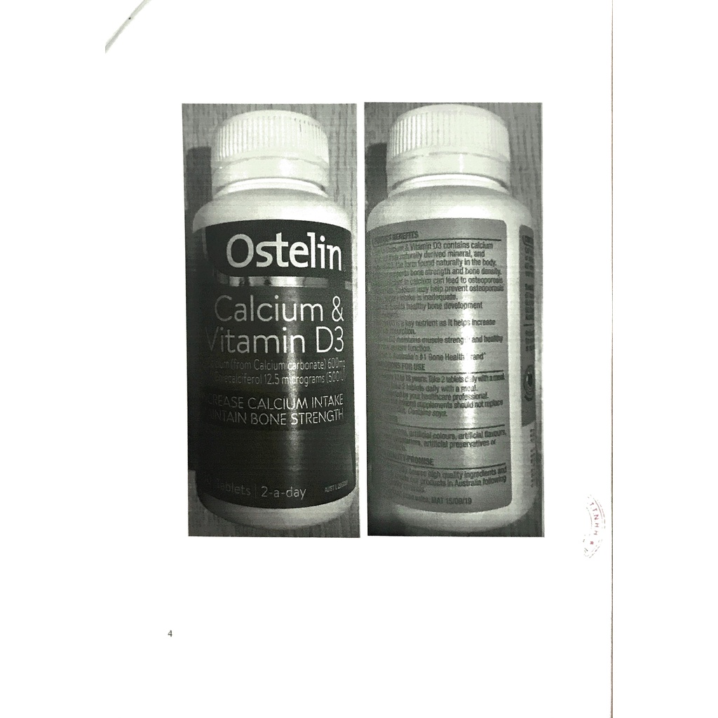 Ostelin Canxi và vitamin D3, canxi cho bà bầu, canxi bầu Ostelin 130 viên Úc